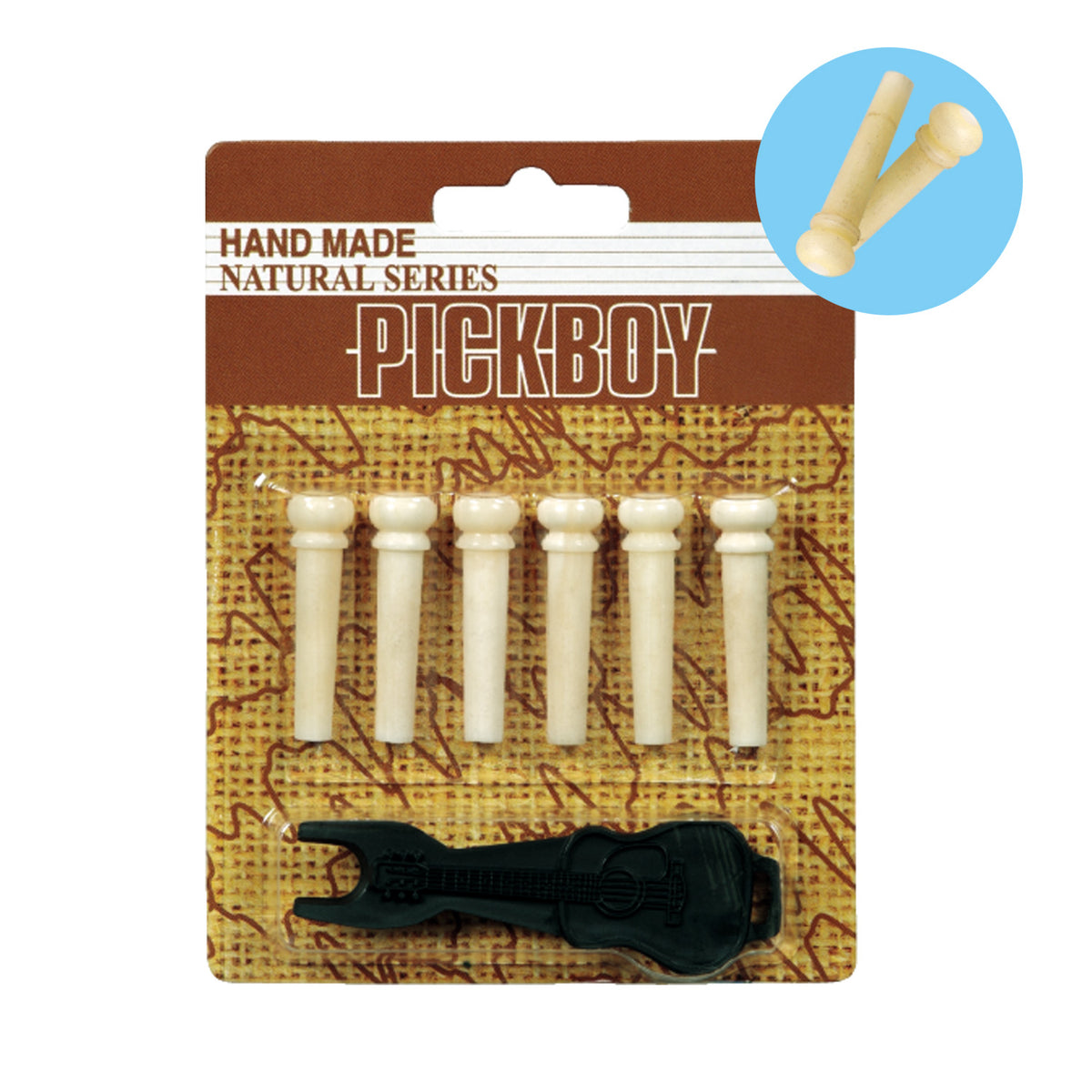 PICKBOY | Clavijas del puente Hueso (hueso de vaca)/Cuerno (cuerno de búfalo de agua)/Ébano/Palisandro/Tamarindo *Capa de clavijas incluida