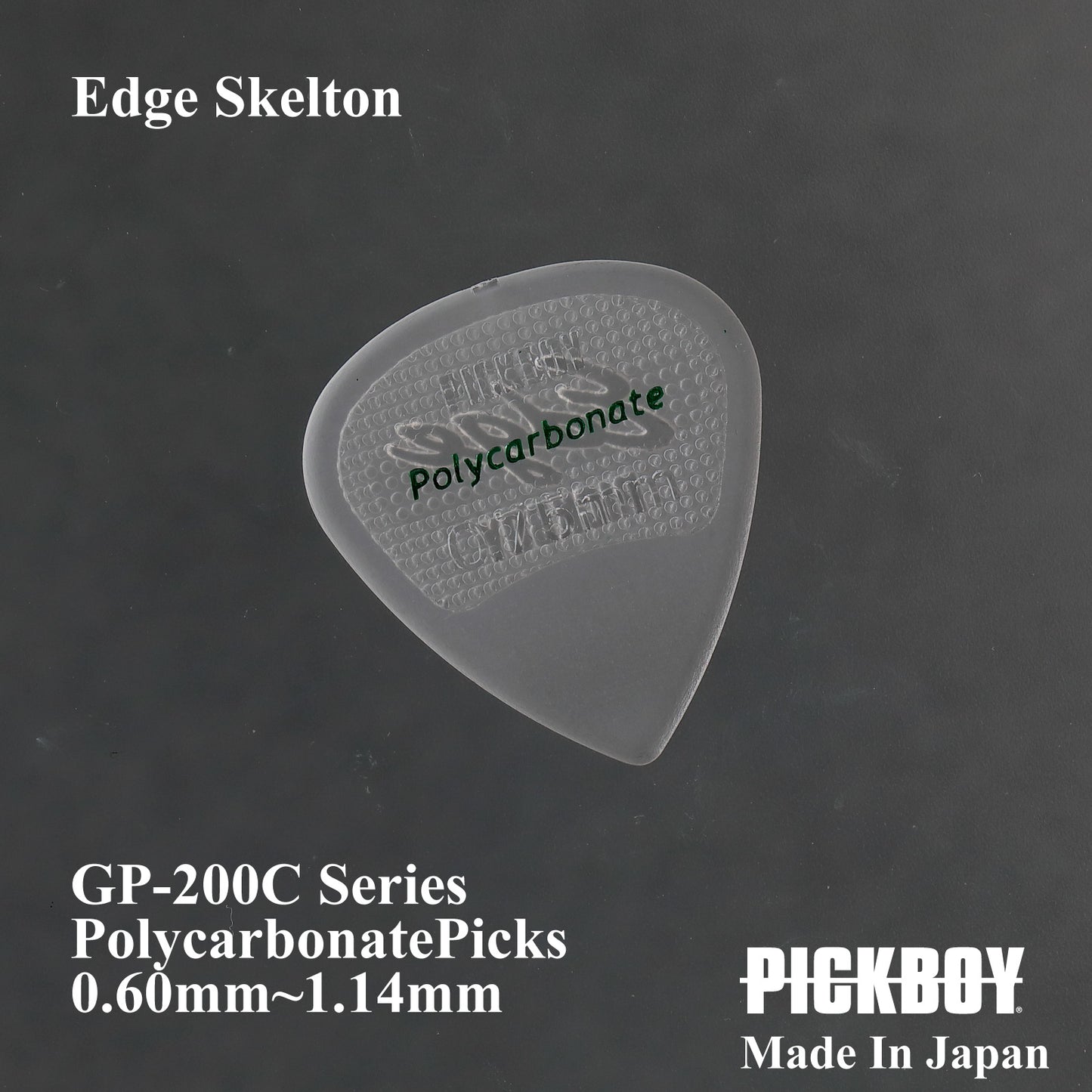 PICKBOY GP-200C EDGE SKELTON Polycarbonate Teardrop Guitar Pick