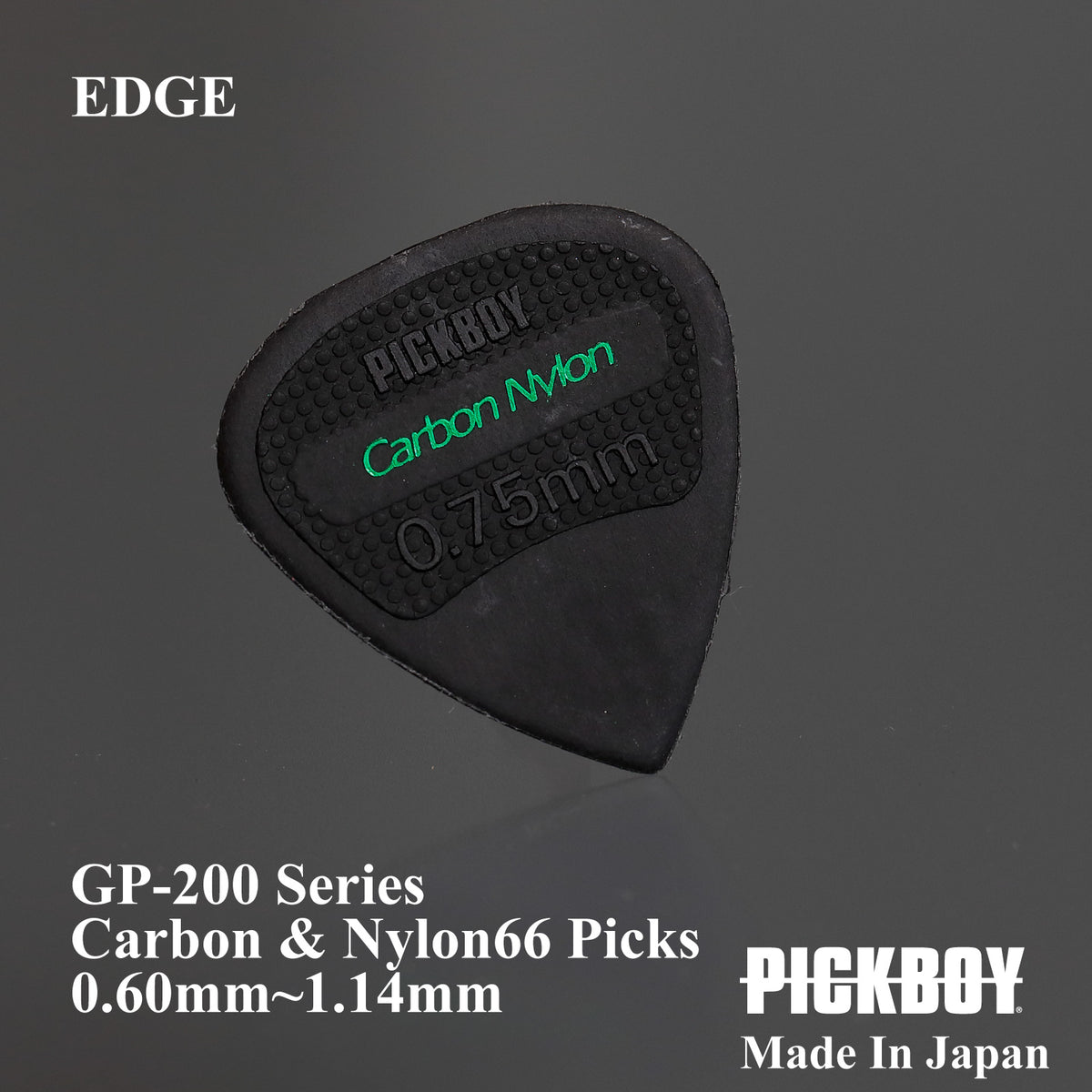 PICKBOY GP-200 EDGE Carbon & Nylon 66 Teardrop Guitar Pick Set of 10