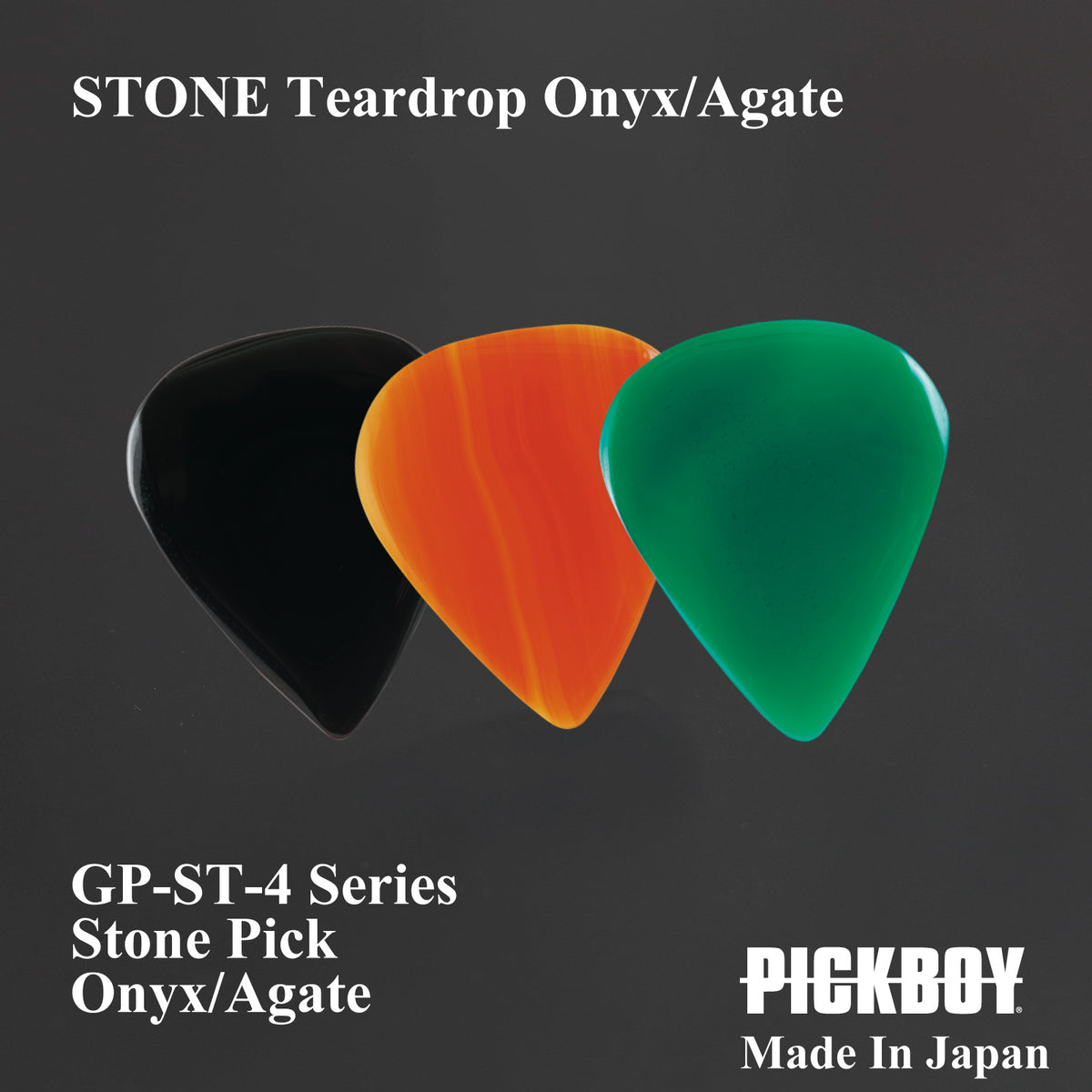 PICKBOY GP-ST-4 STONE オニキス/めのう ティアドロップ ギターピック