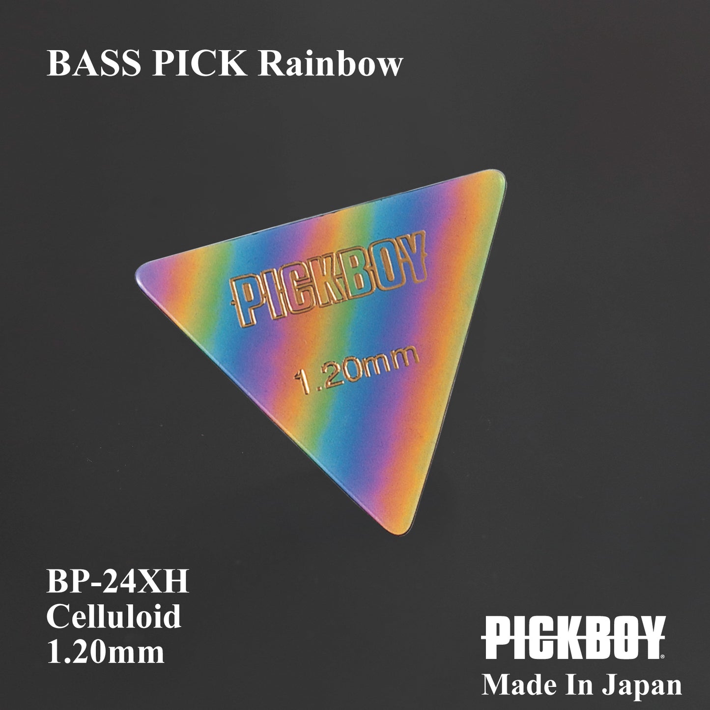 Bassplektrum Regenbogen | Dreieck | Material: Zelluloid | Farbe: Regenbogen | 10er-Pack