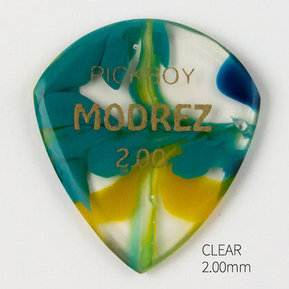 MODREZ PICK | Teardrop | 素材：レジン（アクリル系樹脂） | 色：ターコイズ/クリア/ブルー | 2枚入り