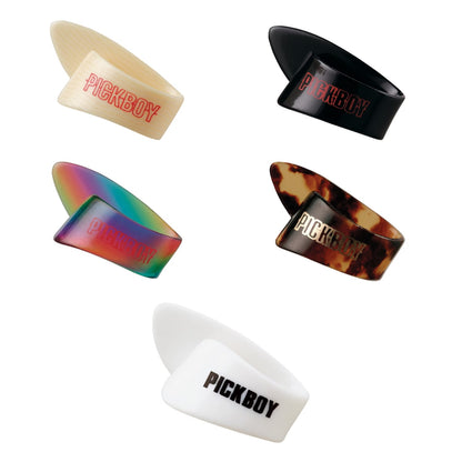 DAUMENPLEKTRUM | Größe:M-Größe, XL-Größe (weiß) | Material: Zelluloid | Farben: Elfenbein, Schwarz, Regenbogen, Schildpatt, Weiß | Jede Packung enthält 5