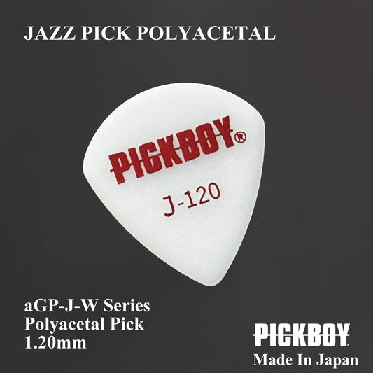 PICKBOY aGP-J-W_120 JAZZ PICK Médiator de guitare en polyacétal forme jazz 1, 20 mm lot de 10