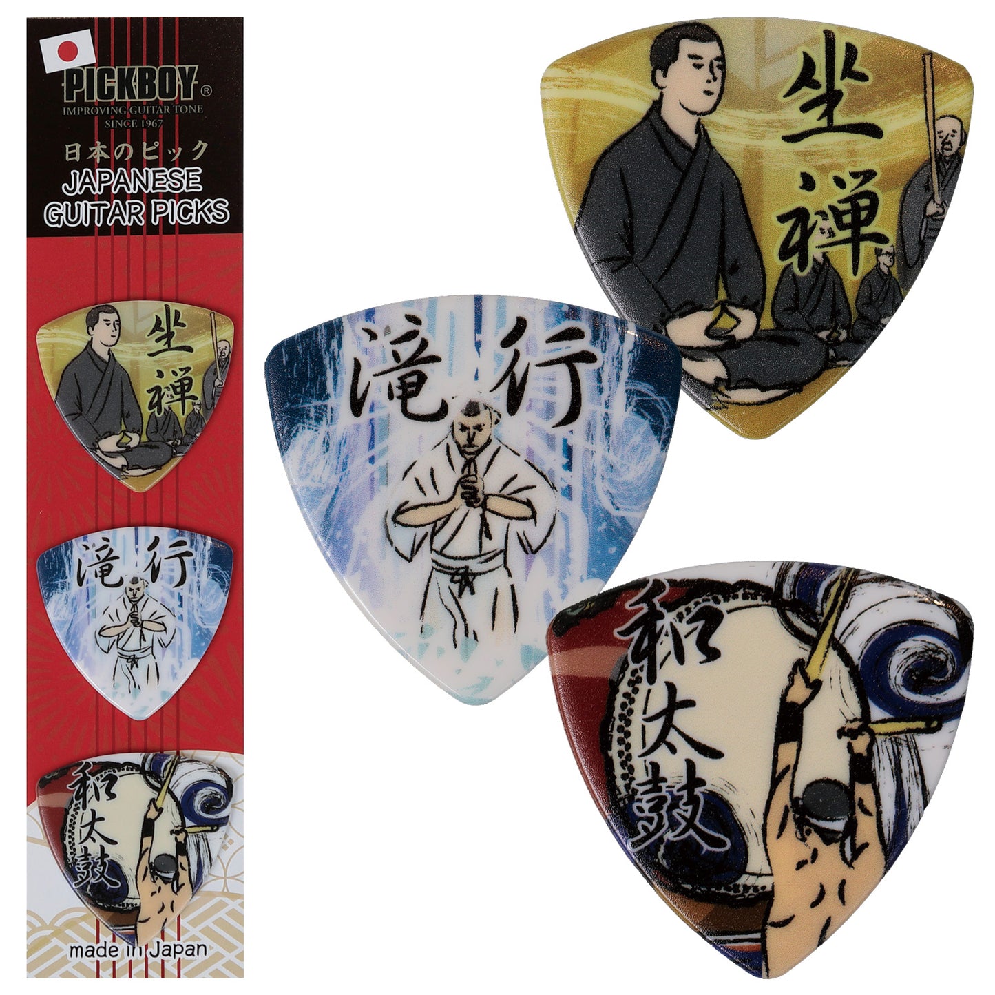 Japanische Souvenir-Gitarrenplektren (3er-Pack) | Hergestellt in Japan | PICKBOY | Hotelzustellung verfügbar